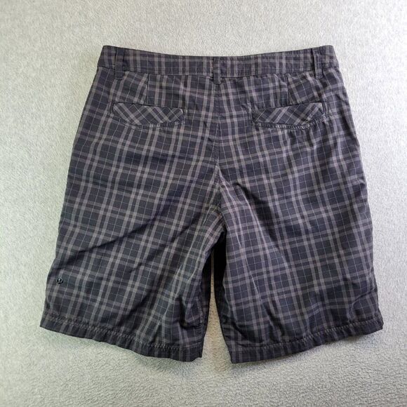 Lululemon Shorts Mens 36 Gray Plaid Kahuna Beach Skateboard Athleisure Resort - Picture 14 of 15